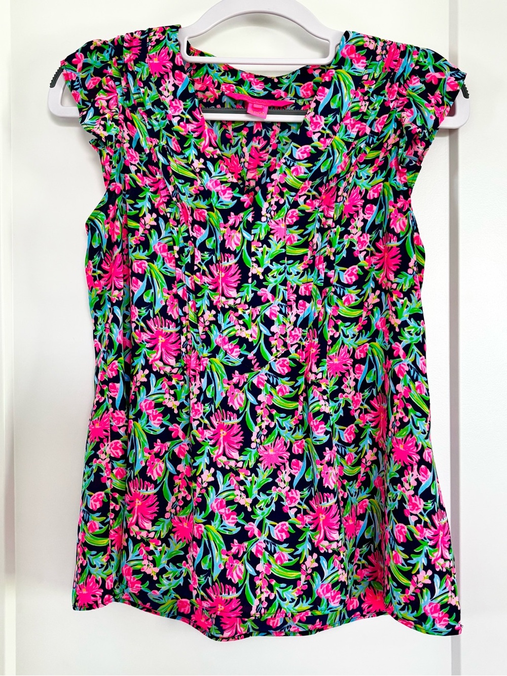 Lilly Pulitzer Black Pink and green floral blouse